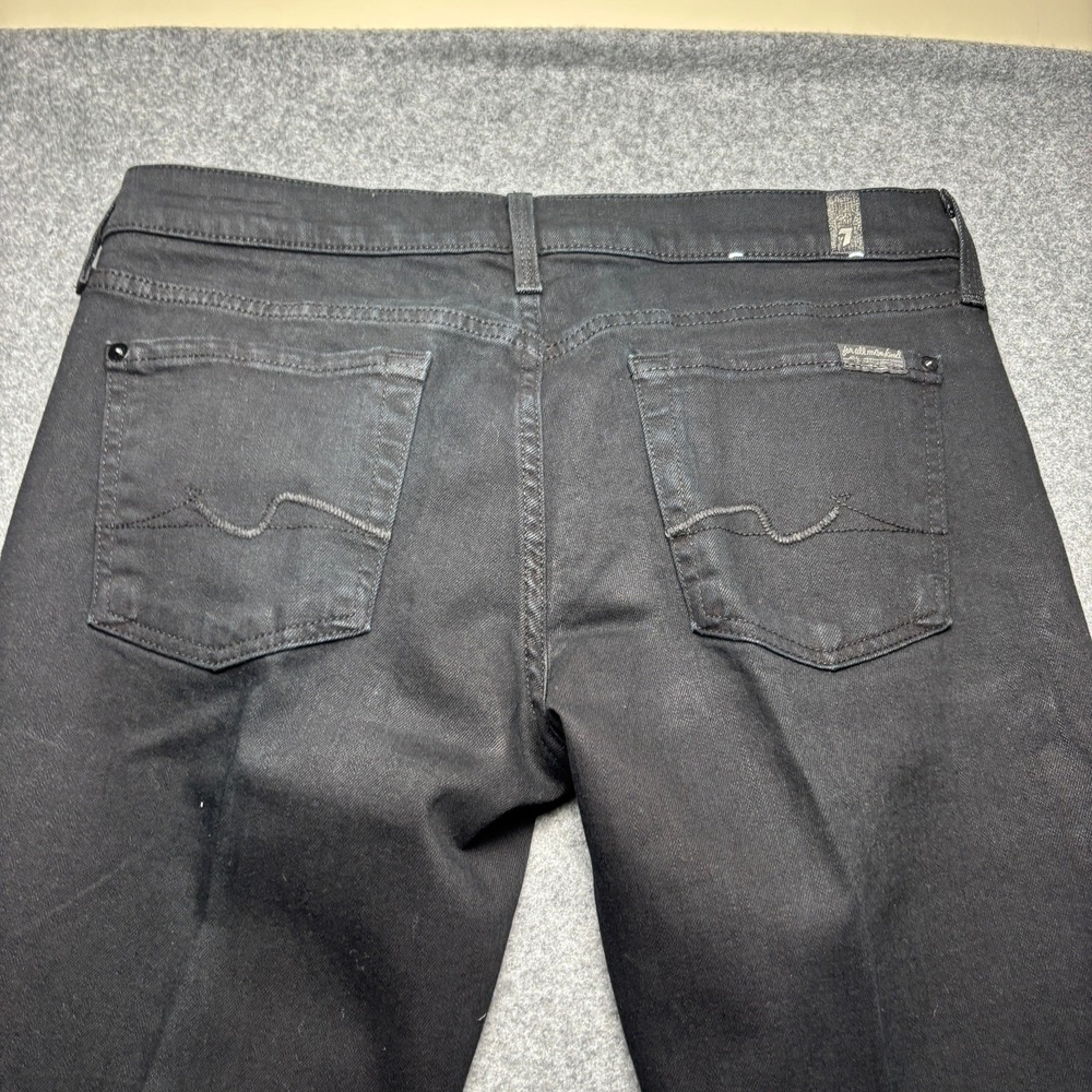 7 For All Mankind Black Stretch Slim Straight Leg Ankle 5-Pocket Jeans Womens 30 - Picture 7 of 9